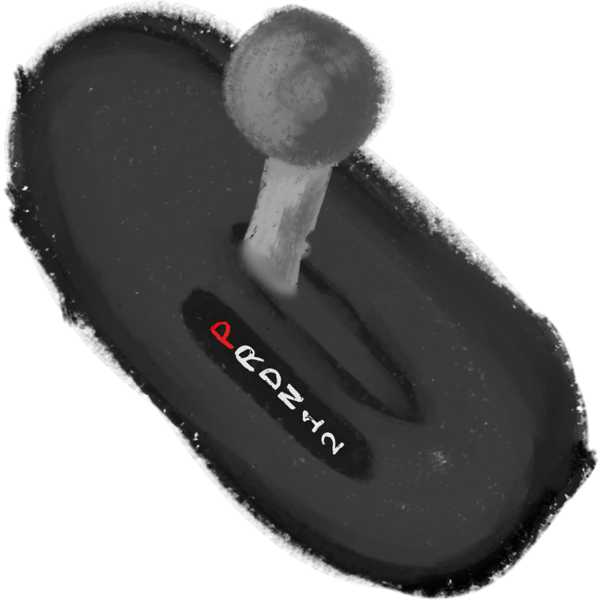 a car's gear shifter in a dark setting. The gear shifter is grey, with the letter "P" visible in red and the rest In white, indicating the park position.